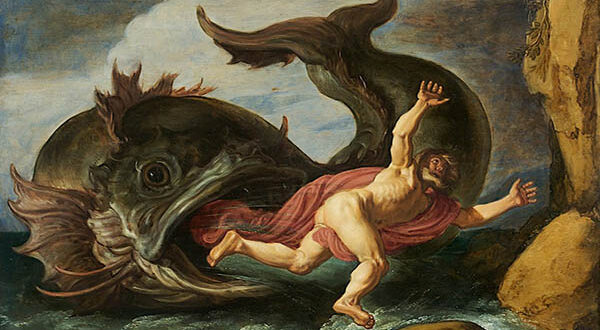 Jonas sortant du ventre du poisson, préfiguration du Christ ressuscité